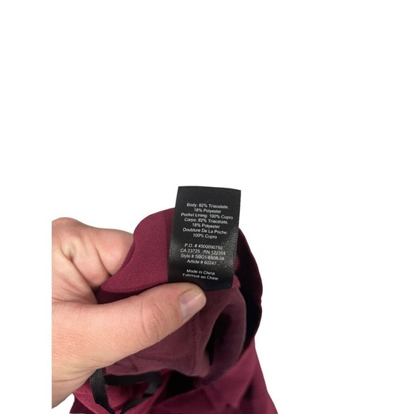 Babaton Pants Womens Size 2 Burgundy Pull On Straight Elastic Waist Trousers - Picture 4 of 7